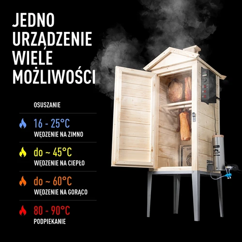 Trädgårdsrökskåp i trä 200 L – dragON Wood 100E med elektrisk värmemodul och styrenhet - 4