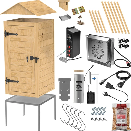 Trädgårdsrökskåp i trä 200 L – dragON Wood 100E med elektrisk värmemodul och styrenhet - 3
