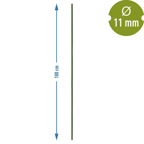 Trädgårdsstöd Bioogród – belagda stål, 1,8 m, fi 11 mm, 10 st. - 3