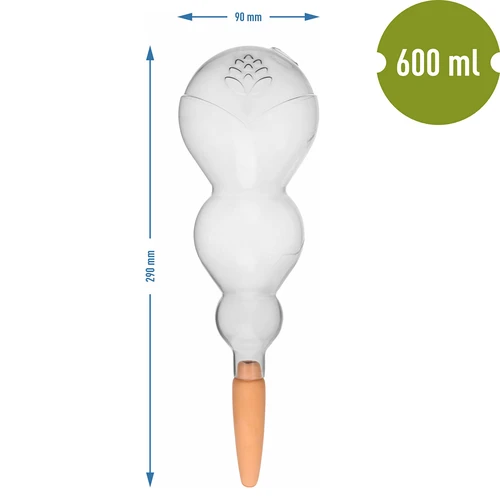 Tredubbel bevattningskula (trekammare), transparent ofärgad, med keramisk fot, 600 ml - 5