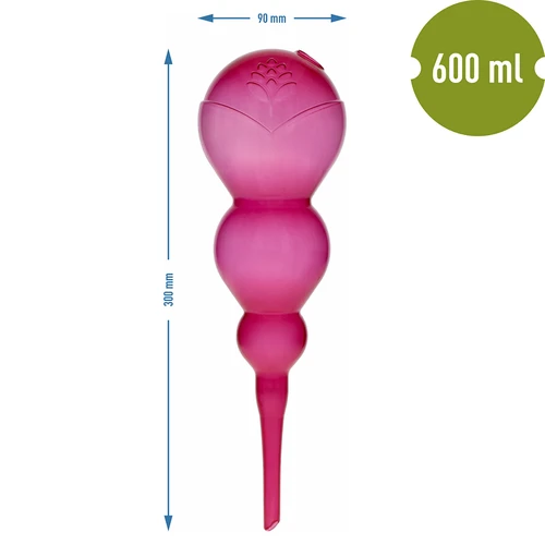Tredubbel bevattningskula (trekammare), transparent rosa, 600 ml - 5