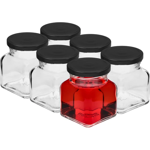 Twist-off burk 120ml - Fyra hörn fi 53 med svart lock, 6st - 2