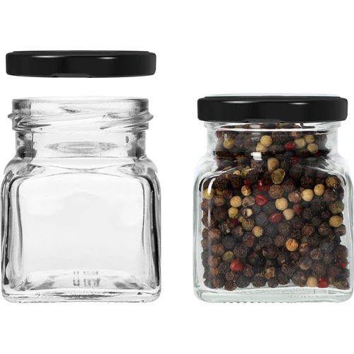 Twist-off burk 120ml - Fyra hörn fi 53 med svart lock, 6st - 4