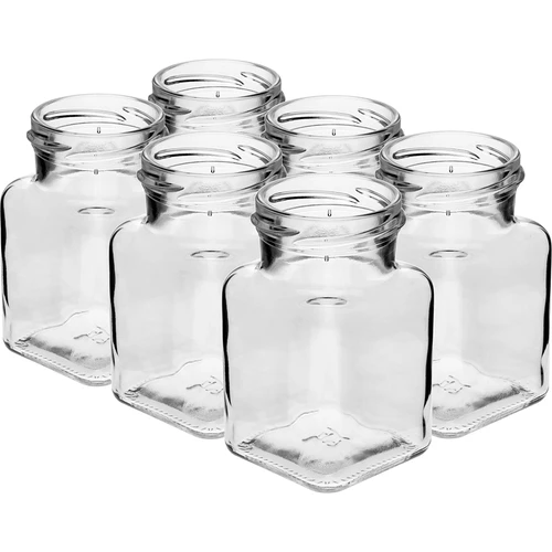 Twist-off burk 150ml Fyra hörn fi 53 med svart lock, 6 st. - 3