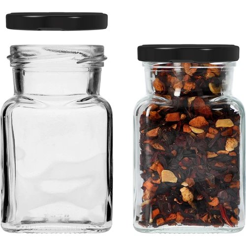 Twist-off burk 150ml Fyra hörn fi 53 med svart lock, 6 st. - 4