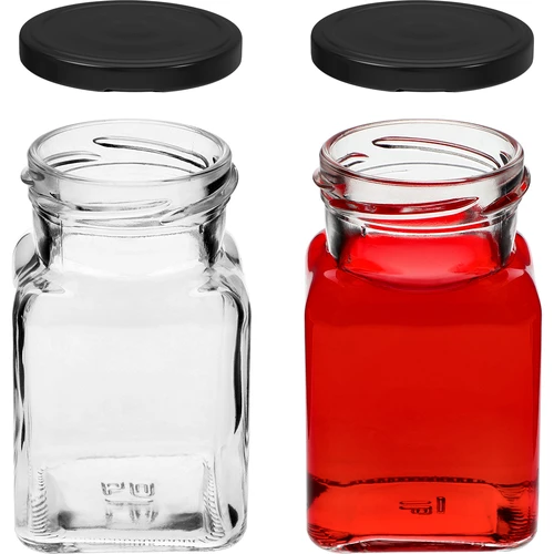 Twist-off burk 150ml Fyra hörn fi 53 med svart lock, 6 st. - 5