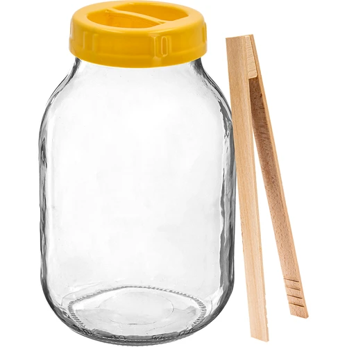 Twist-off burk 3 L, tång och plastlock fi 100, med handtag