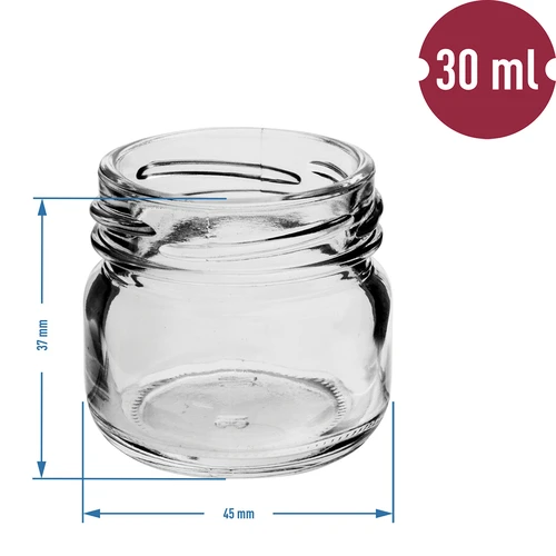 Twist-off burk 30 ml med färgat lock fi 43 - 10 st. - 4