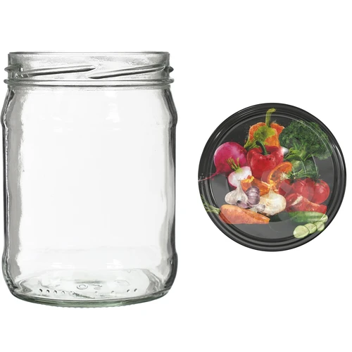 Twist off-burk 500 ml med färgglatt lock fi82/6 - 6 st. - 6