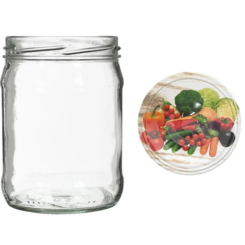 Twist off-burk 500 ml med färgglatt lock fi82/6 - 6 st. - 9