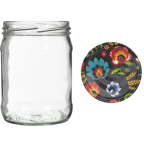 Twist off-burk 500 ml med färgglatt lock fi82/6 - 6 st. - 7