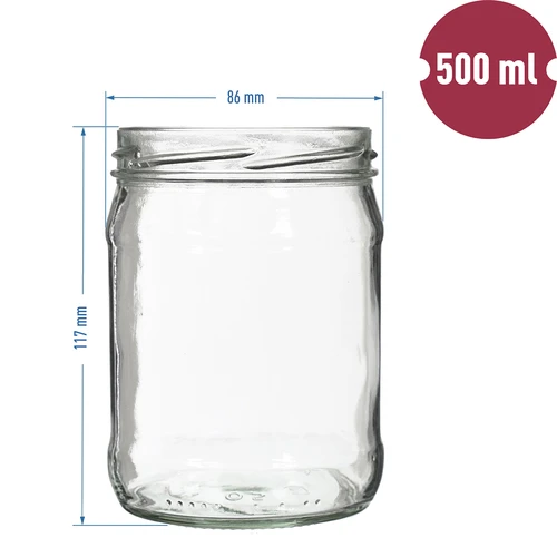Twist off-burk 500 ml med färgglatt lock fi82/6 - 6 st. - 2