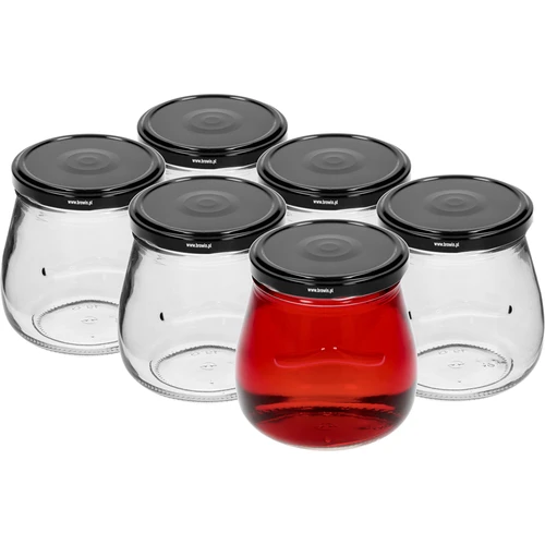Twist-off burk 500ml "Omvänd Amfora" med svart lock fi 82/6, 6 st. - 2