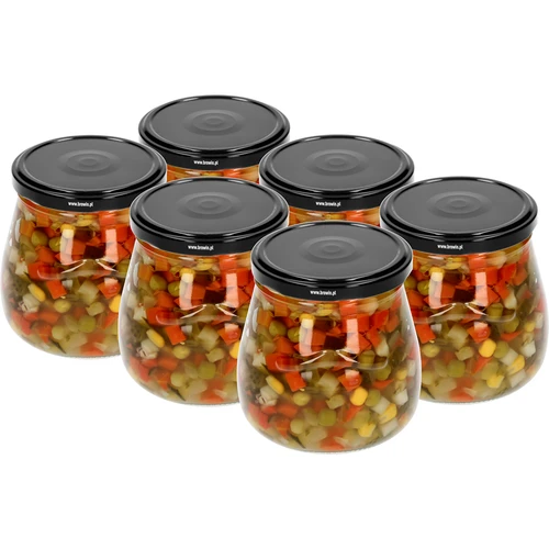 Twist-off burk 500ml "Omvänd Amfora" med svart lock fi 82/6, 6 st. - 4