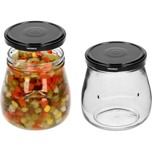 Twist-off burk 500ml "Omvänd Amfora" med svart lock fi 82/6, 6 st. - 5