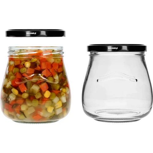 Twist-off burk 500ml "Omvänd Amfora" med svart lock fi 82/6, 6 st. - 6