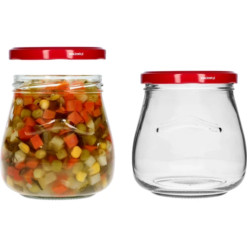 Twist-off burk 500ml "Omvänd Amfora" med vinrött lock fi 82/6, 6 st. - 6