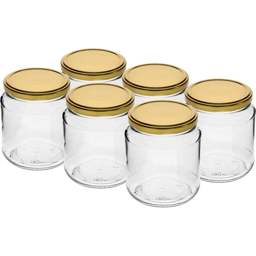 Twist-off burk, tjockis 580ml med guldfärgat lock fi82/6, 6 st.