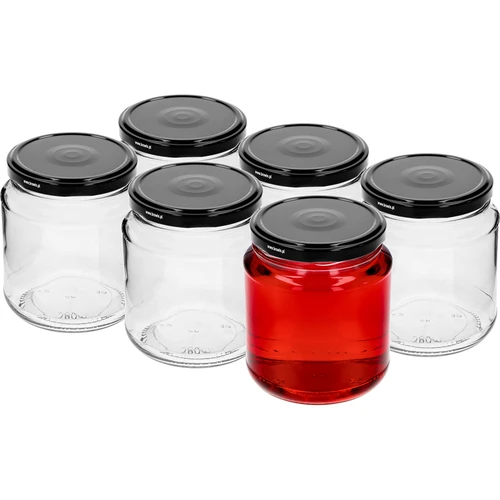 Twist-off burk, tjockis 580ml med svart lock fi 82/6, 6 st. - 2