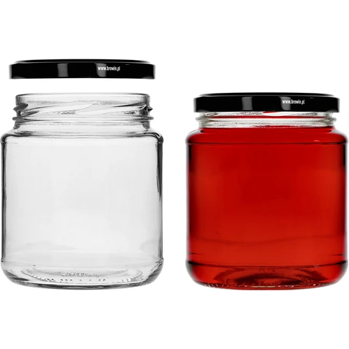 Twist-off burk, tjockis 580ml med svart lock fi 82/6, 6 st. - 3