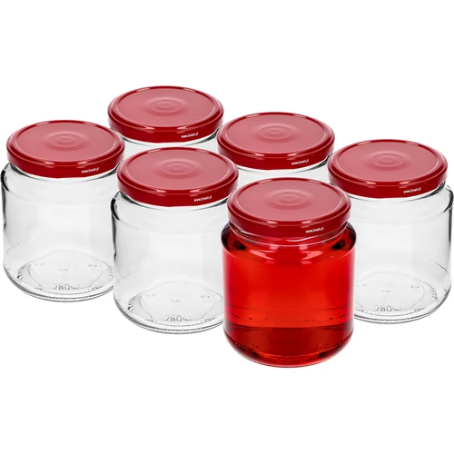Twist-off burk, tjockis 580ml med vinrött lock fi82/6, 6 st. - 2