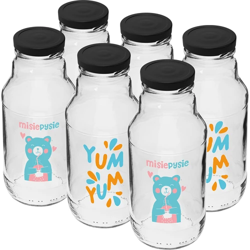 Twist off-flaska 330 ml med skruvlock fi43 och färgglatt tryck - 6 st. - 2