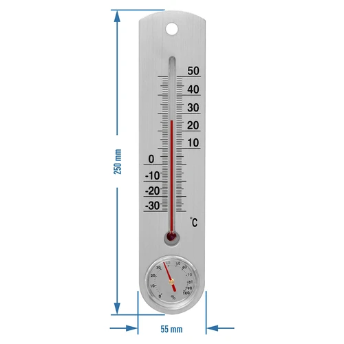 Universell silvertermometer med hygrometer (-30°C till +50°C) 25cm - 2