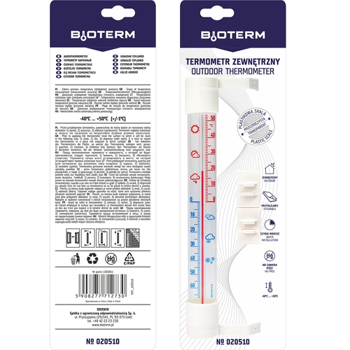 Utomhustermometer med transparent skala (-70°C till +50°C) 23cm mix - 8