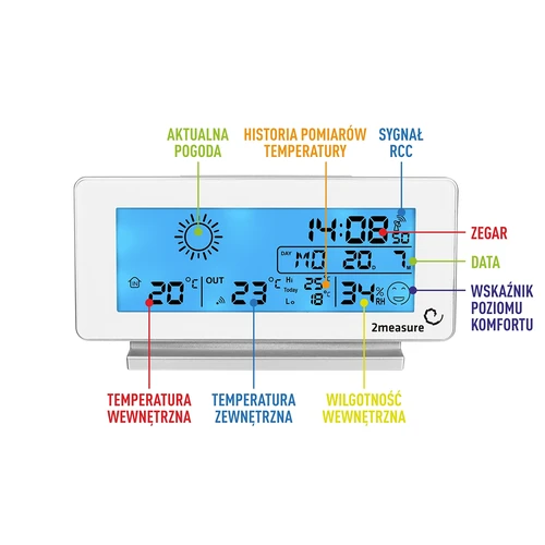 Väderstation RCC, DCF – elektronisk, trådlös, belyst sensor, vit - 7