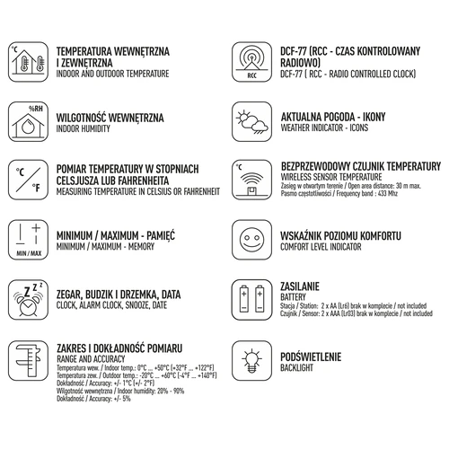 Väderstation RCC, DCF – elektronisk, trådlös, belyst sensor, vit - 8