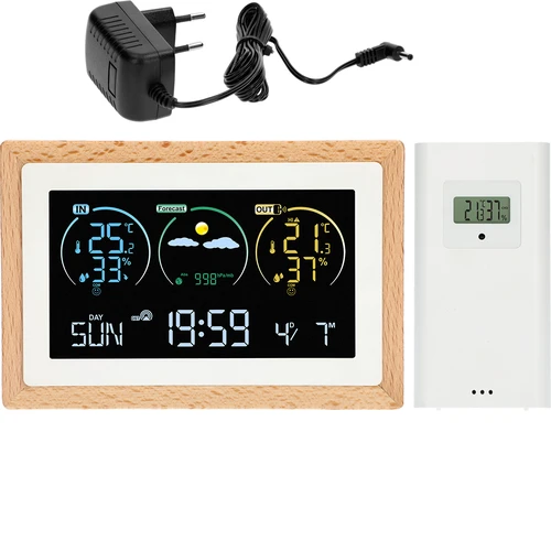 Väderstation (RCC,DCF) - elektronisk, trådlös, belyst, sensor, vit