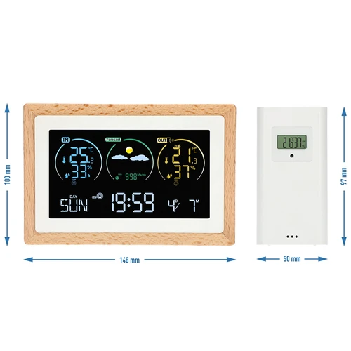 Väderstation (RCC,DCF) - elektronisk, trådlös, belyst, sensor, vit - 14