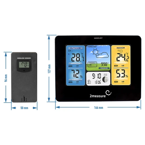 Väderstation RCC – elektronisk, bakgrundsbelyst, trådlös, sensor, svart - 11