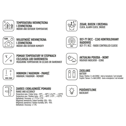 Väderstation RCC – elektronisk, trådlös, belyst sensor, svart - 11