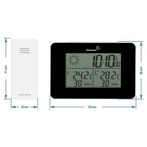 Väderstation RCC – elektronisk, trådlös, belyst sensor, svart - 12