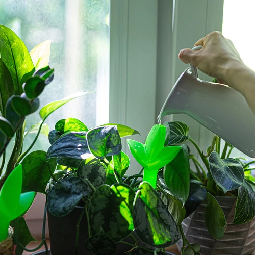 Växtbevattnare – grönt blad med keramisk fot, 120 ml - 8