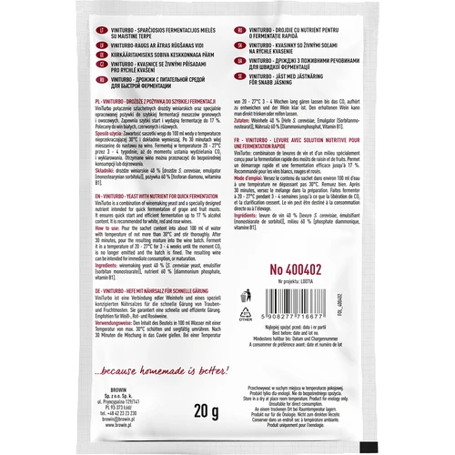 ViniTurbo - jäst för snabb jäsning, 20 g - 2