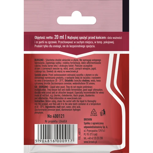 Vinjäst Burgund utan förökning, 20 ml - 2