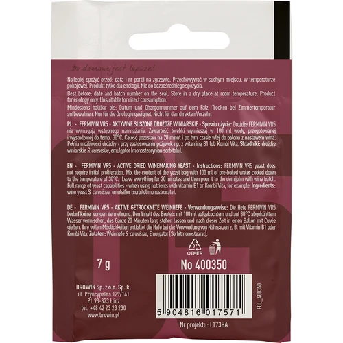 Vinjäst Fermivin VR5, 7 g - 2