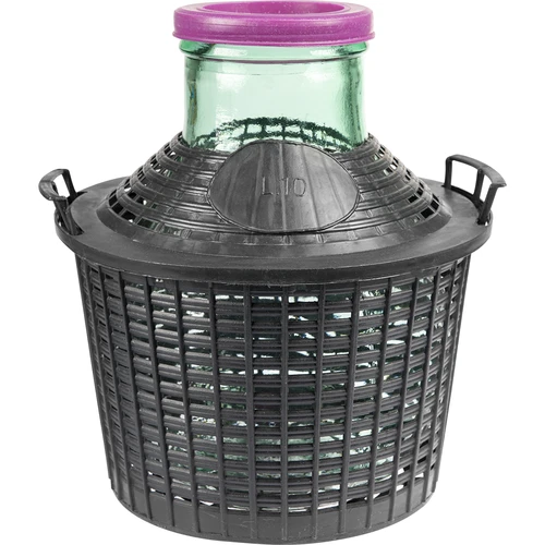 Vinkärl 10 L med bred hals i plastkorg