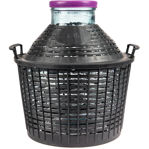 Vinkärl 15 L med bred hals i plastkorg