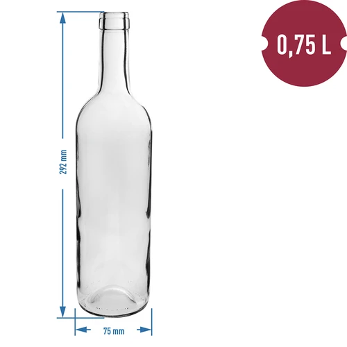 Vit flaska för vin 0,75 L - förpackning 8 st. - 3