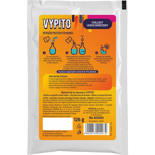 VYPITO 12%, påse för 18 drinkar - Chillout lätt fruktig, 126 g - 2