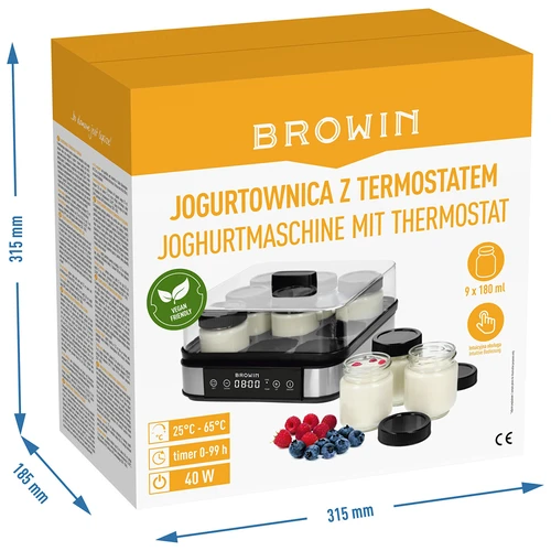 Yoghurtmaskin med termostat, 9 burkar, 1,6 L - 12